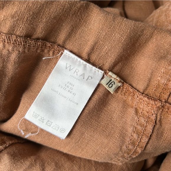 Wrap London 100% Linen Jumpsuit Size 16 Burnt Orange Dungarees Pockets Wide Leg - Picture 9 of 9